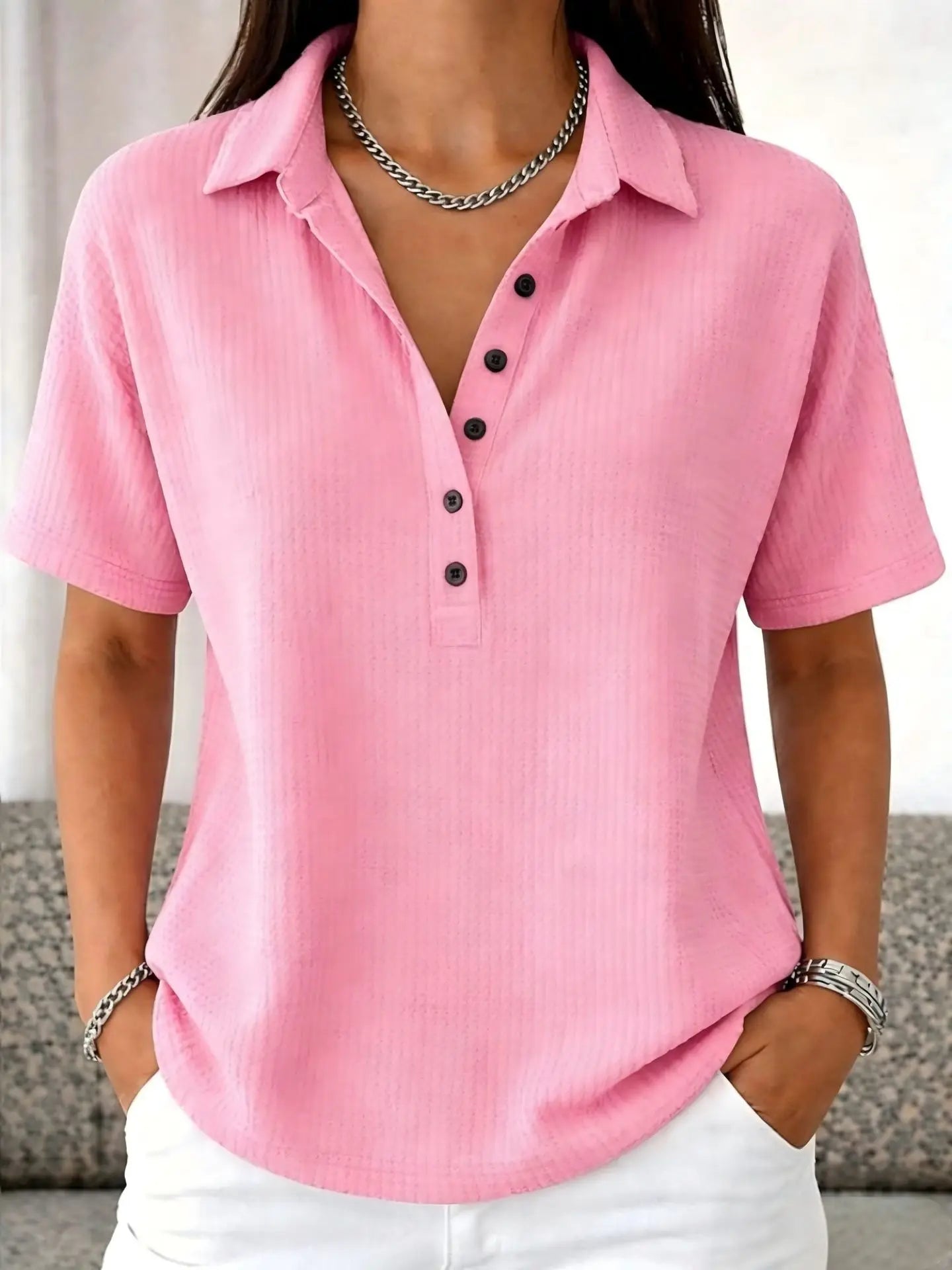 Emily™ | Textured Collared Top for Effortless Everyday Comfort