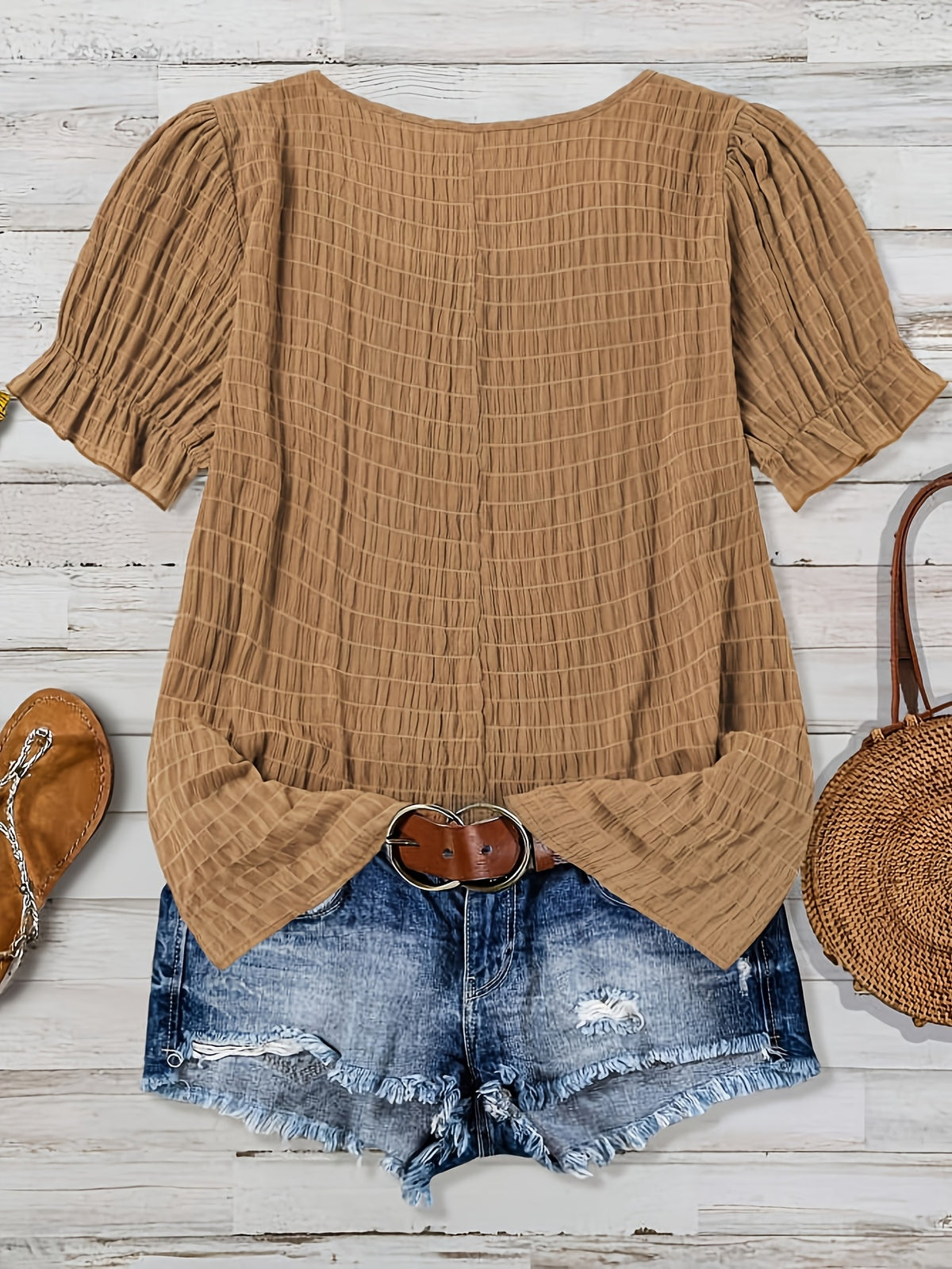 Claire™ | Textured Puff Sleeve Blouse for Effortless Feminine Elegance