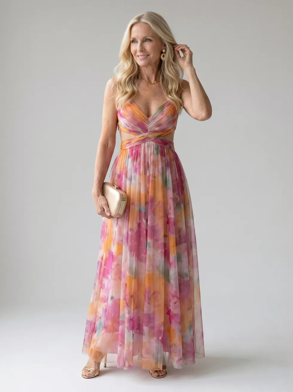 Bianca Soft Wrap Maxi Dress in multicolor