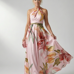 Estelle Light Floral Maxi Dress in pink