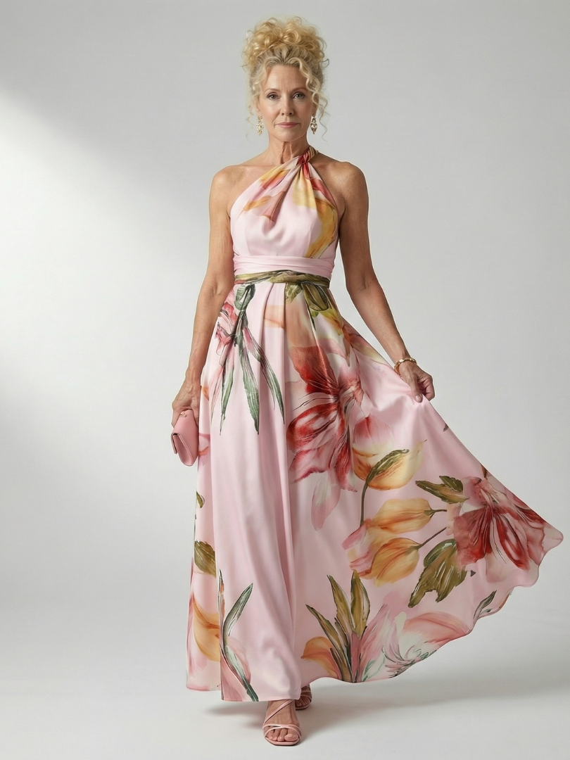 Estelle Light Floral Maxi Dress in pink