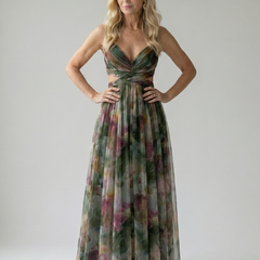 Bianca Soft Wrap Maxi Dress in dark green