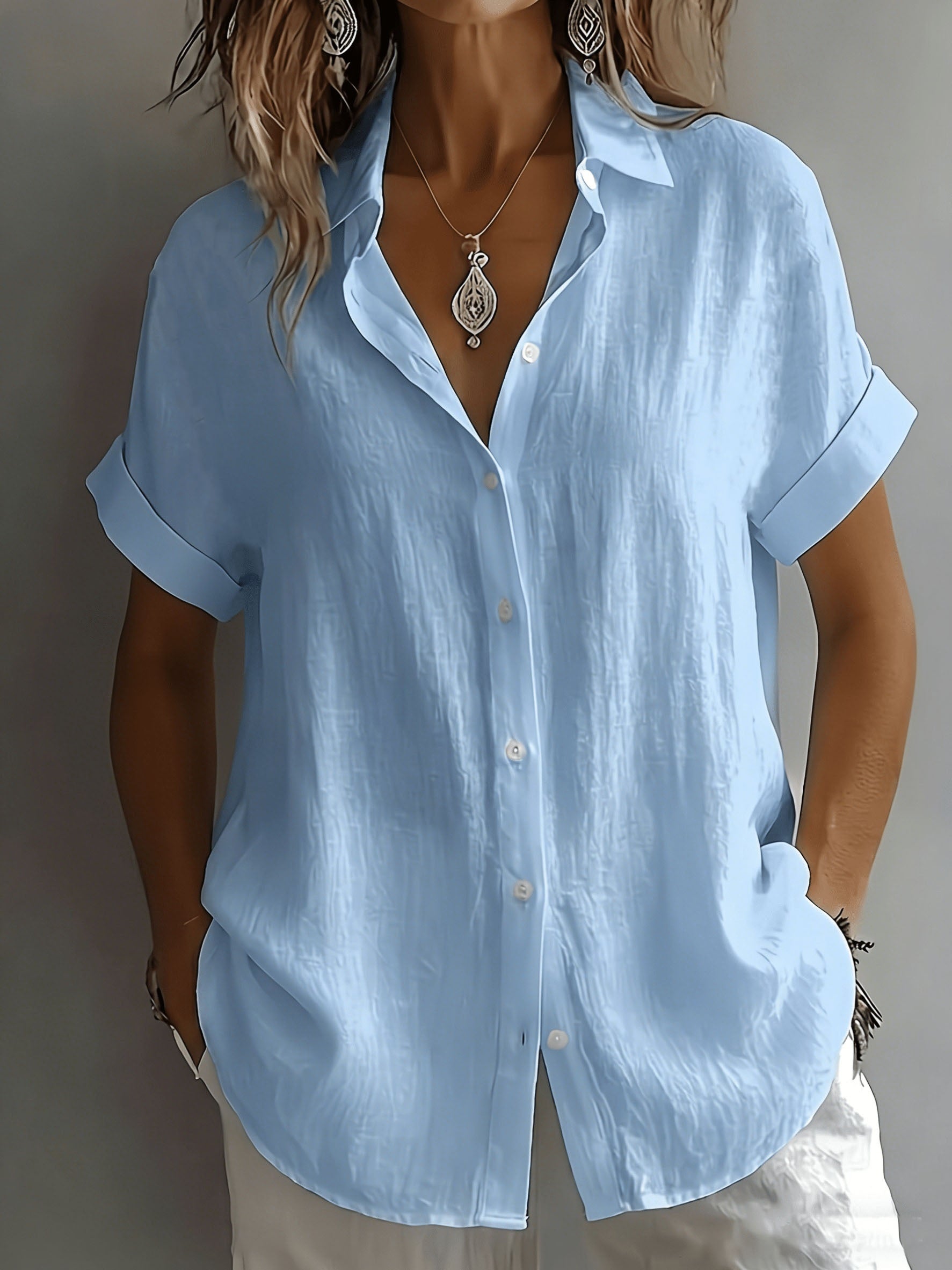 Amelia™ | Linen Button Blouse for Effortless Everyday Elegance