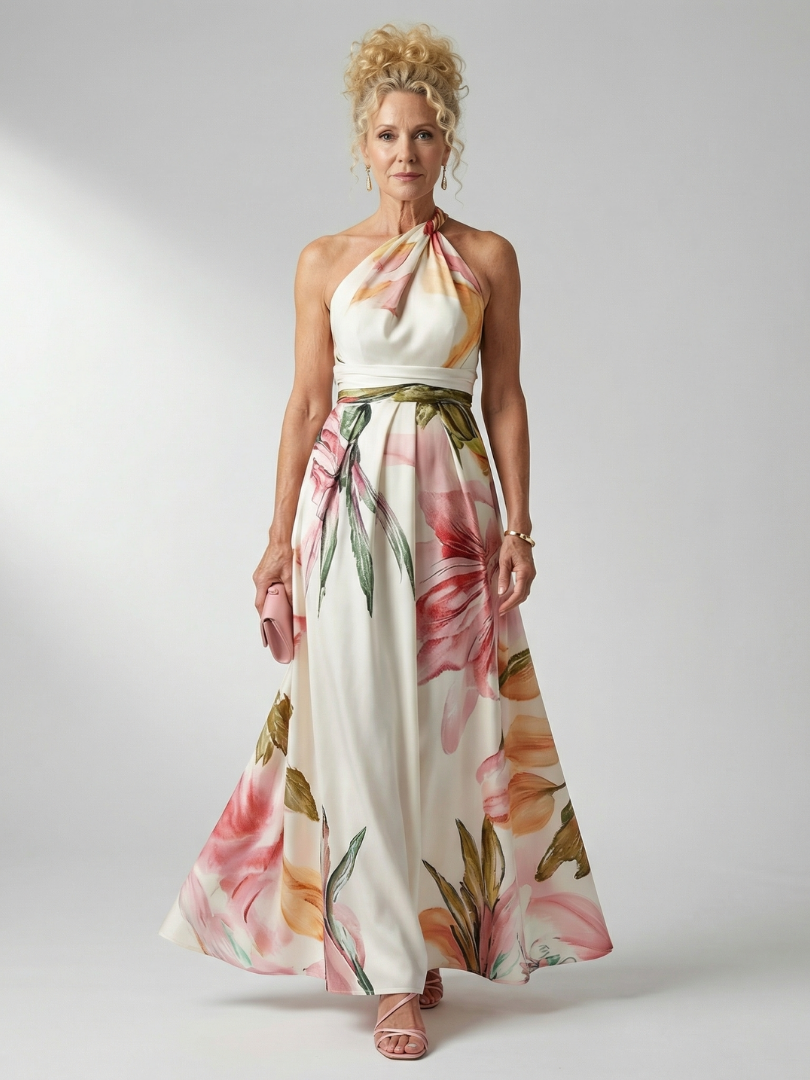 Estelle Light Floral Maxi Dress in white