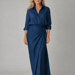 Talia Long Sleeve Wrap Front Maxi Dress