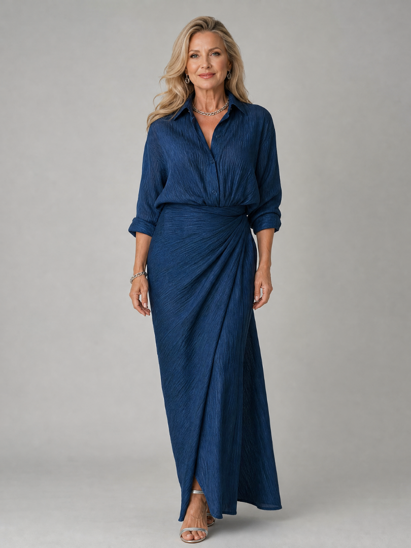 Talia Long Sleeve Wrap Front Maxi Dress