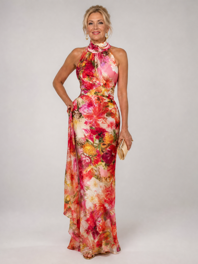 Josephine Halter Neck Floral Maxi Dress