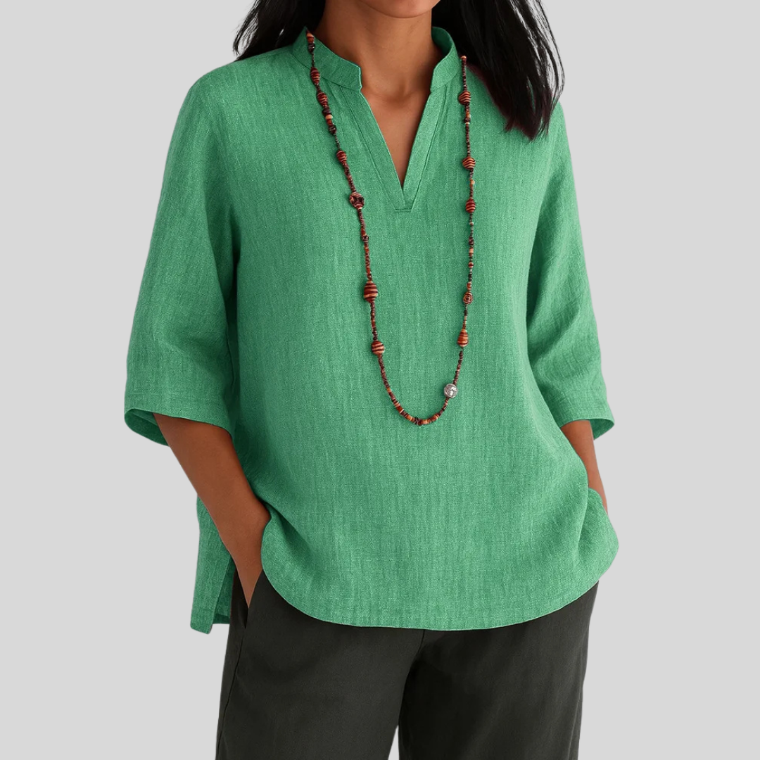 Relaxed V-Neck Blouse – Elegant & Easy Fit