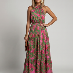 Noelle Draped Halter Midi Dress