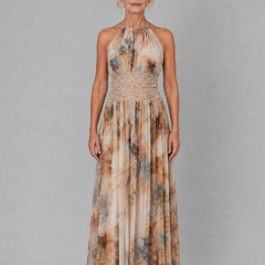 Rosalind Halter Neck Lace Waist Maxi Dress