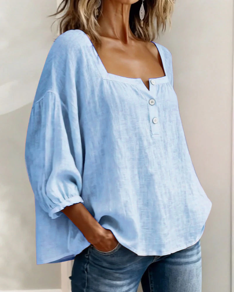 Hazel | Square Neck Puff Sleeve Blouse