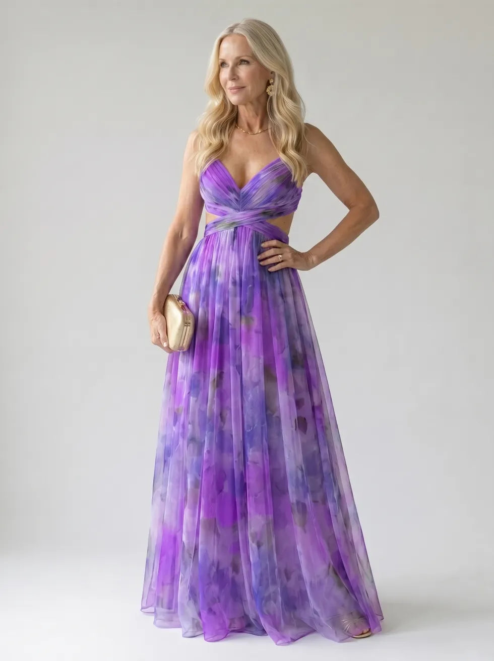 Bianca Soft Wrap Maxi Dress in purple