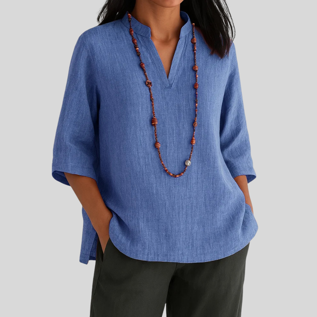 Relaxed V-Neck Blouse – Elegant & Easy Fit