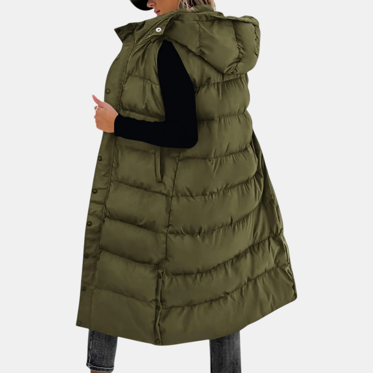 Women's Quilted Puffer Vest – Long Hooded Sleeveless Maxi Jacket
