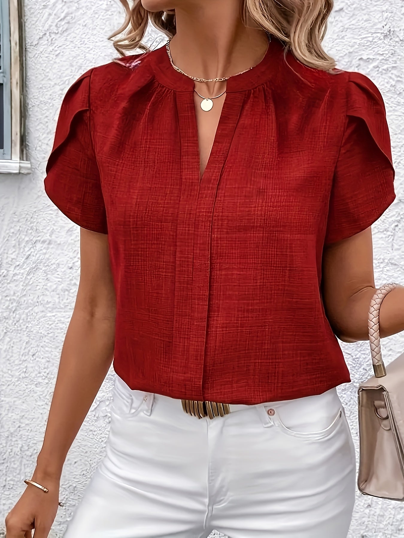 Camille™ | Elegant Petal Sleeve Blouse for Effortless Sophistication