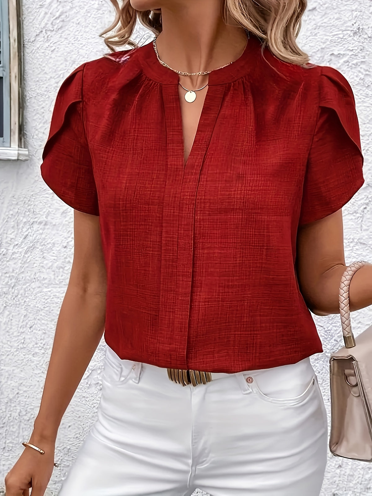 Camille™ | Elegant Petal Sleeve Blouse for Effortless Sophistication