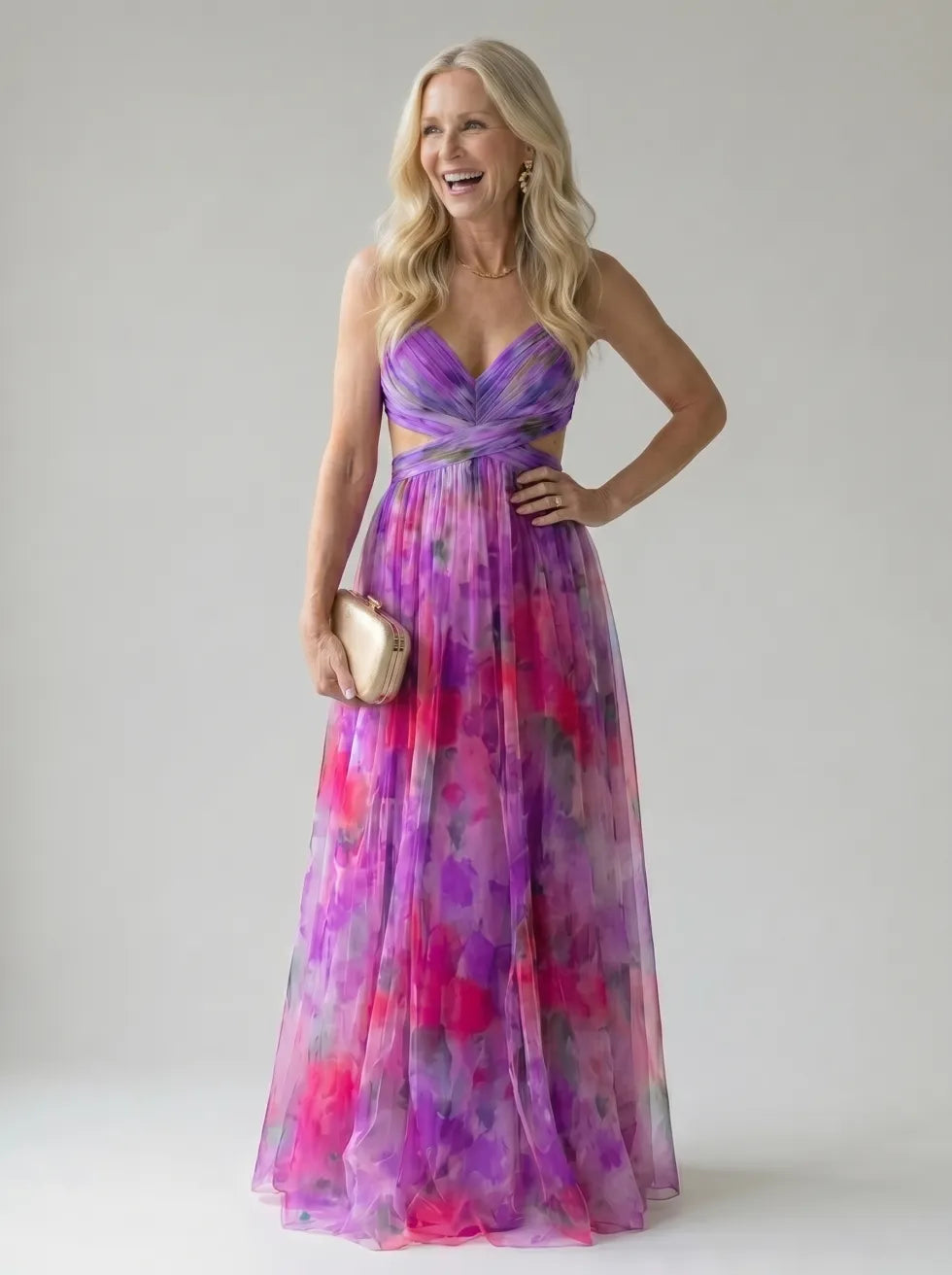 Bianca Soft Wrap Maxi Dress in pink