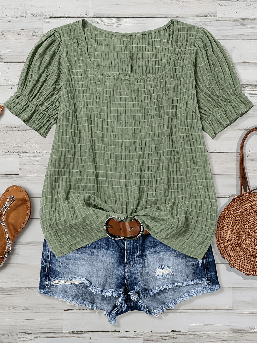 Claire™ | Textured Puff Sleeve Blouse for Effortless Feminine Elegance