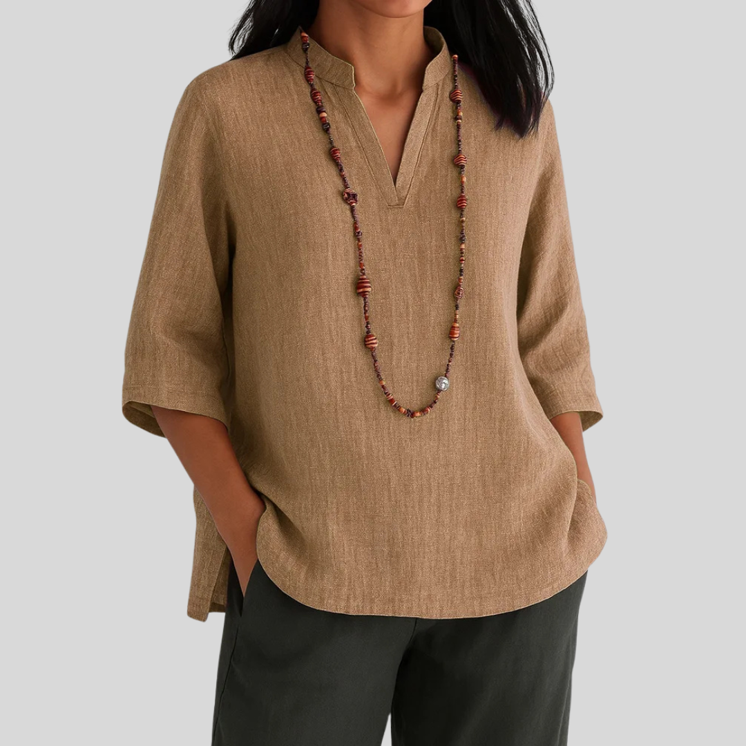 Relaxed V-Neck Blouse – Elegant & Easy Fit
