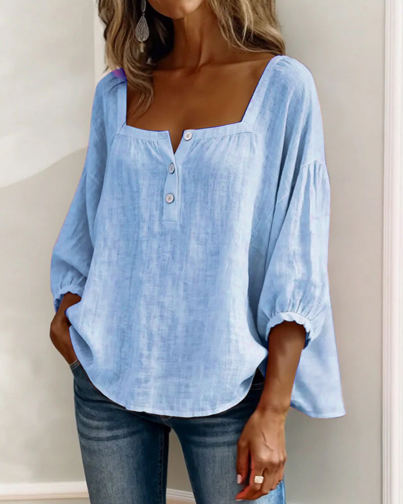 Hazel | Square Neck Puff Sleeve Blouse