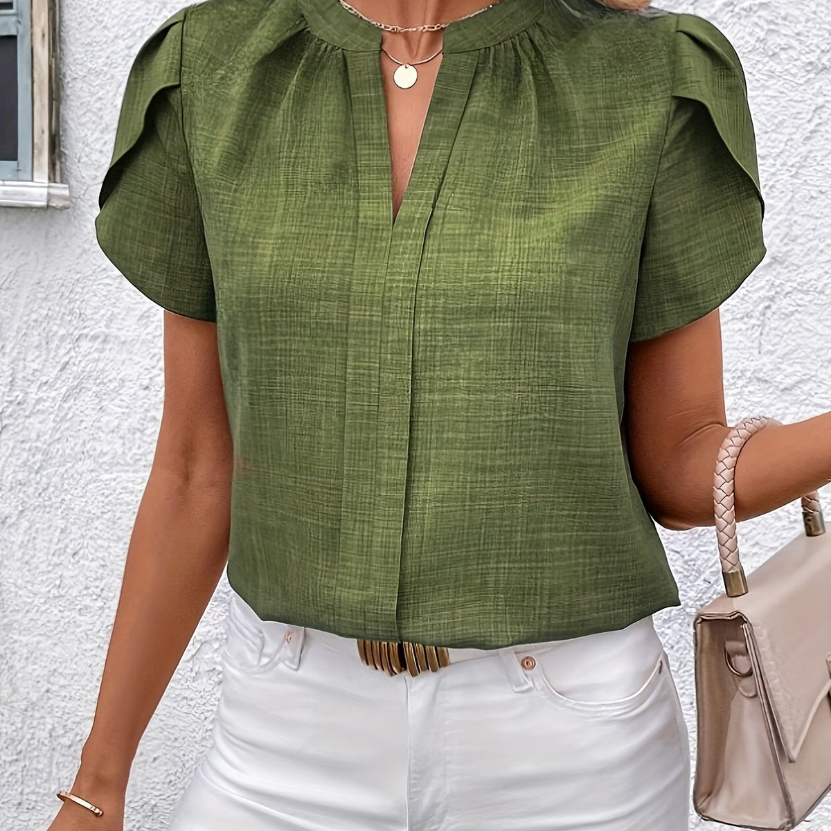 Camille™ | Elegant Petal Sleeve Blouse for Effortless Sophistication