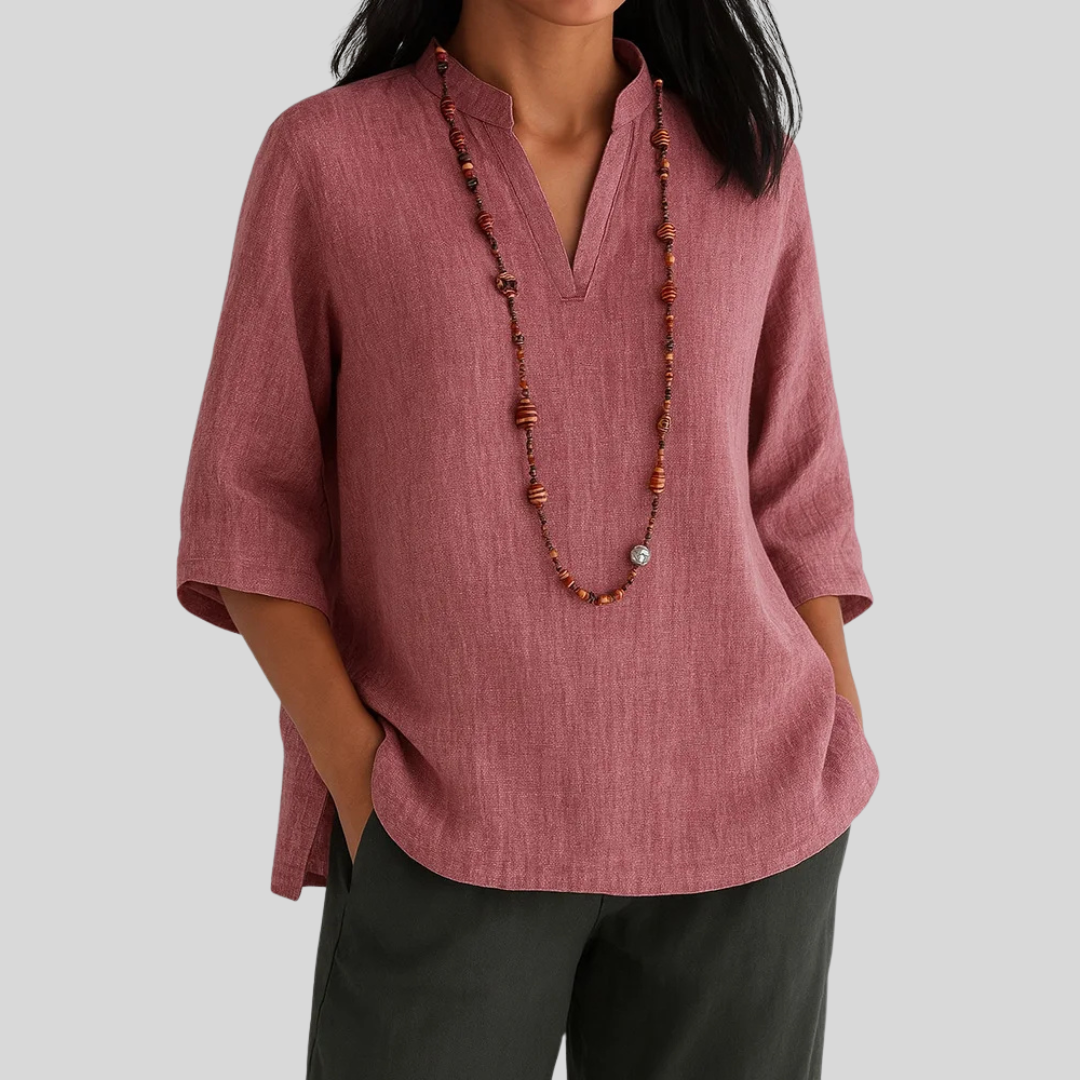 Relaxed V-Neck Blouse – Elegant & Easy Fit