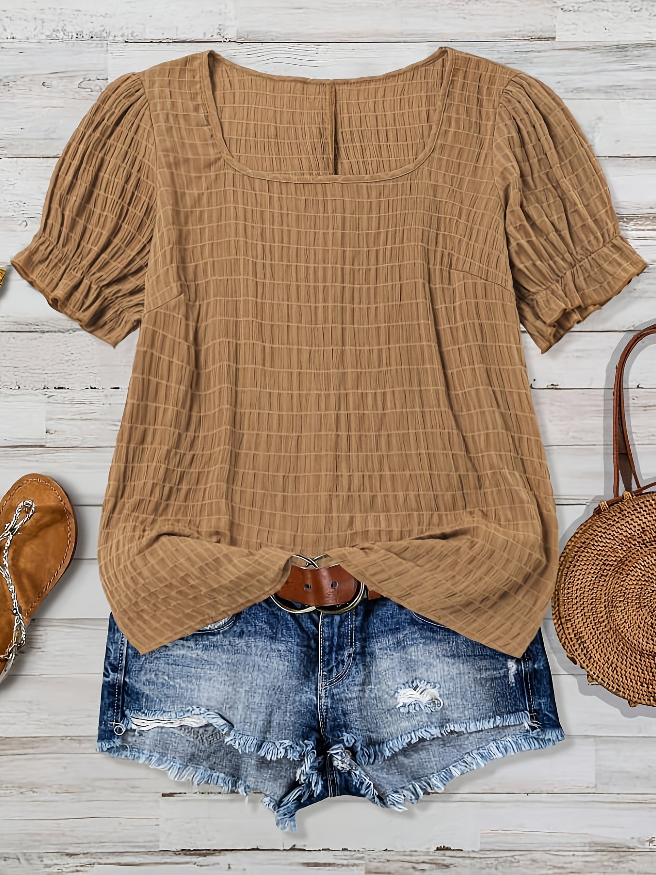 Claire™ | Textured Puff Sleeve Blouse for Effortless Feminine Elegance
