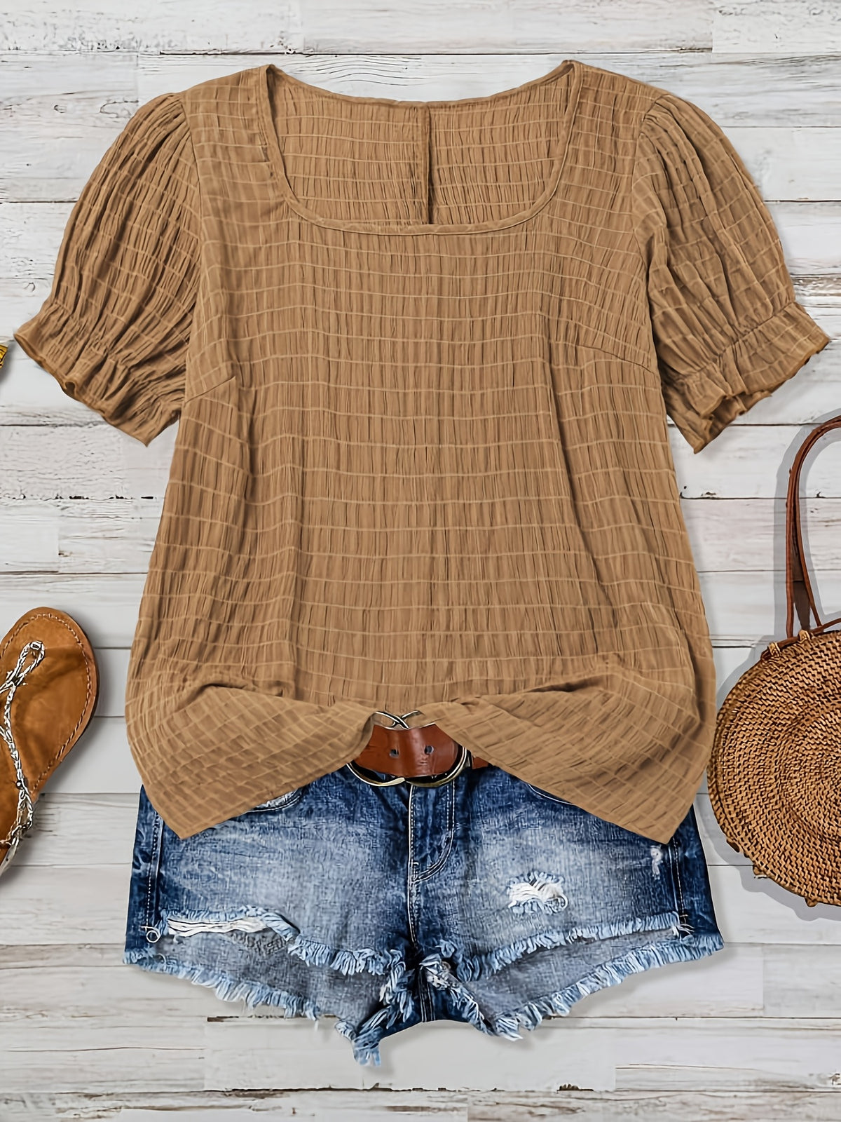 Claire™ | Textured Puff Sleeve Blouse for Effortless Feminine Elegance