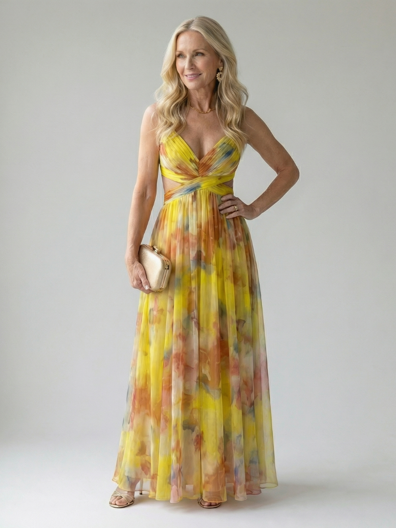 Bianca Soft Wrap Maxi Dress in yellow