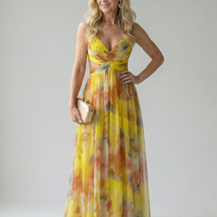 Bianca Soft Wrap Maxi Dress in yellow