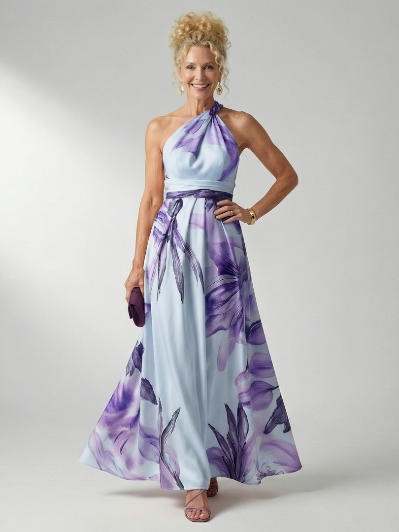 Estelle Light Floral Maxi Dress in purple