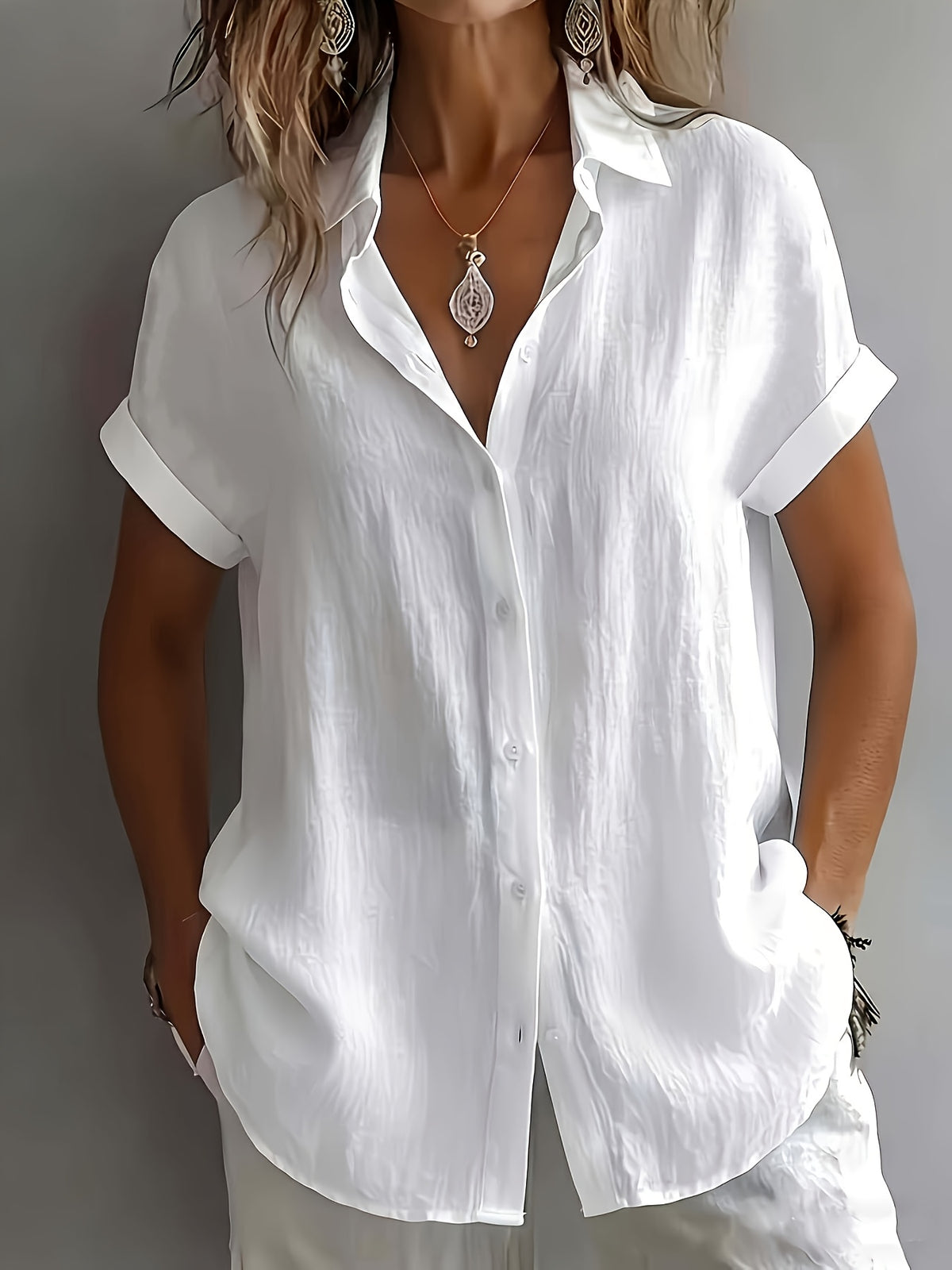 Amelia™ | Linen Button Blouse for Effortless Everyday Elegance