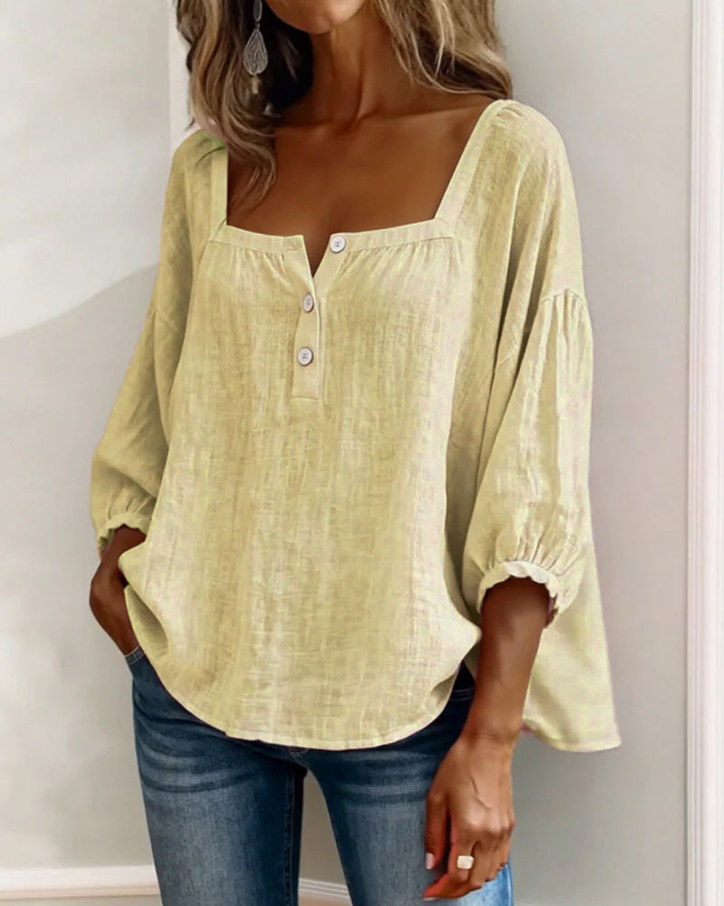 Hazel | Square Neck Puff Sleeve Blouse