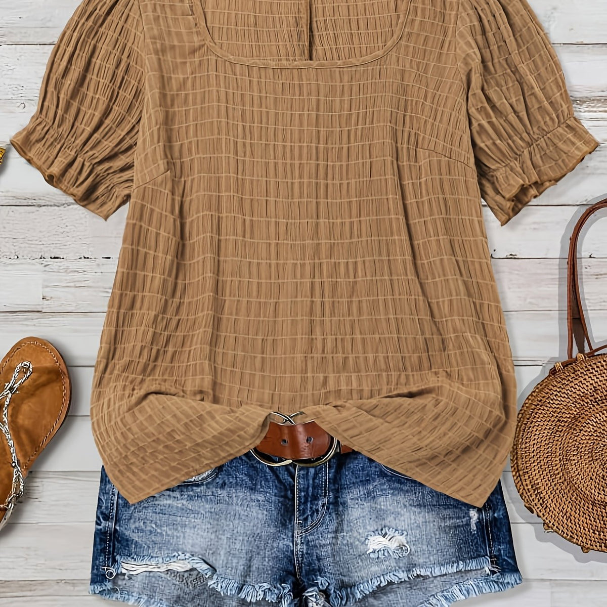 Claire™ | Textured Puff Sleeve Blouse for Effortless Feminine Elegance