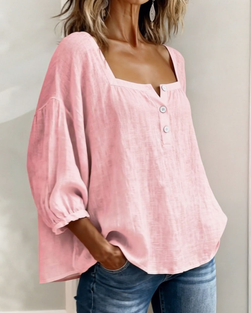 Hazel | Square Neck Puff Sleeve Blouse
