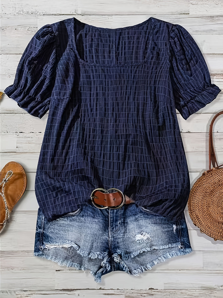Claire™ | Textured Puff Sleeve Blouse for Effortless Feminine Elegance