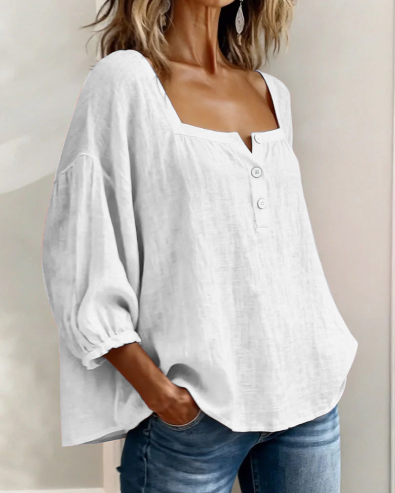 Hazel | Square Neck Puff Sleeve Blouse