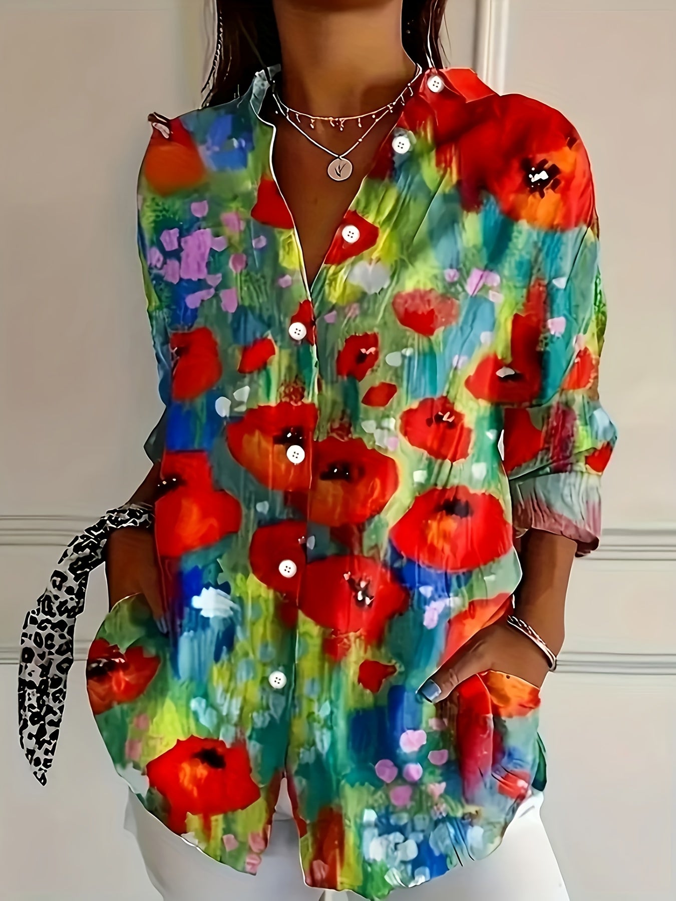Elara™ | Artistic Print Blouse