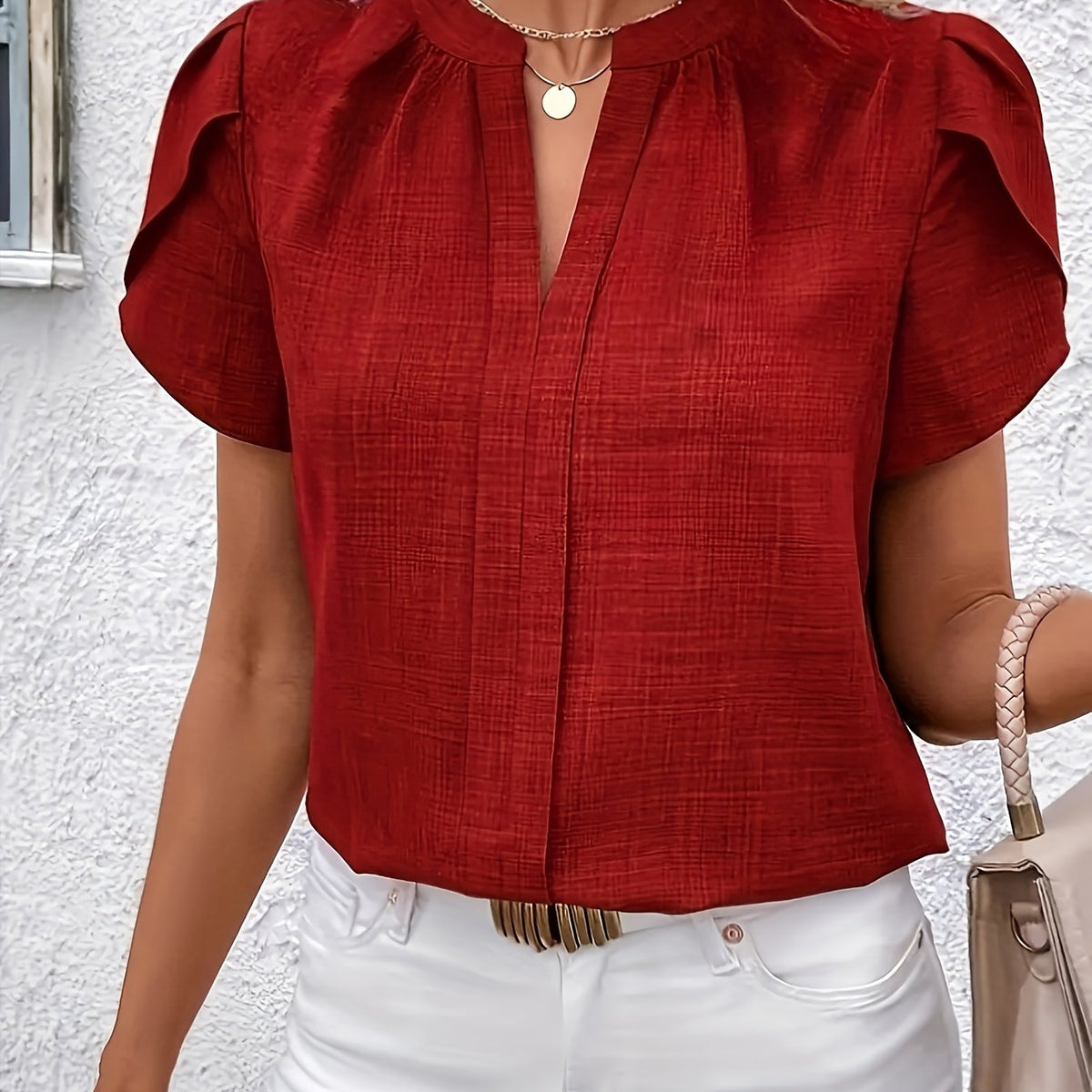 Camille™ | Elegant Petal Sleeve Blouse for Effortless Sophistication
