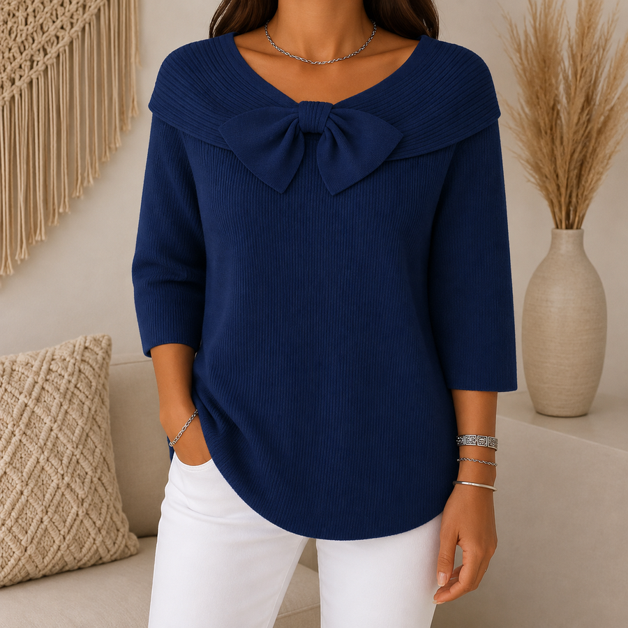 Tivella™ | Sweater with Bow and Round Neckline