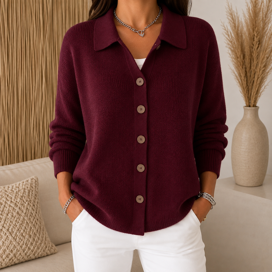Josephine™ | Button-Front Collared Cardigan