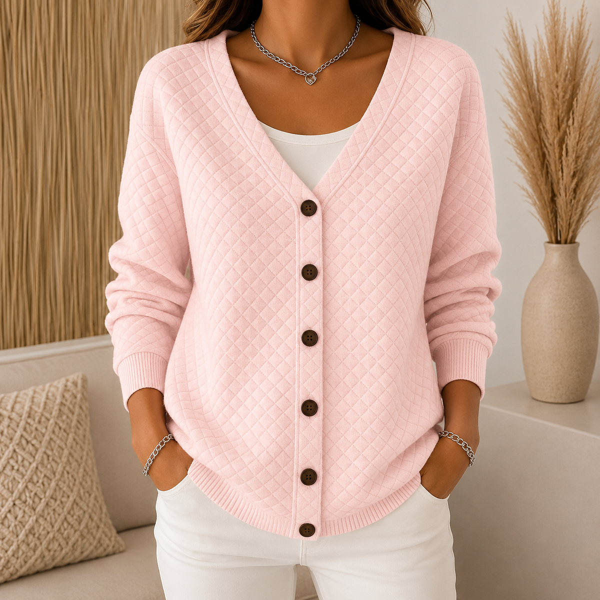Laverne™ | Quilted Button-Front Cardigan