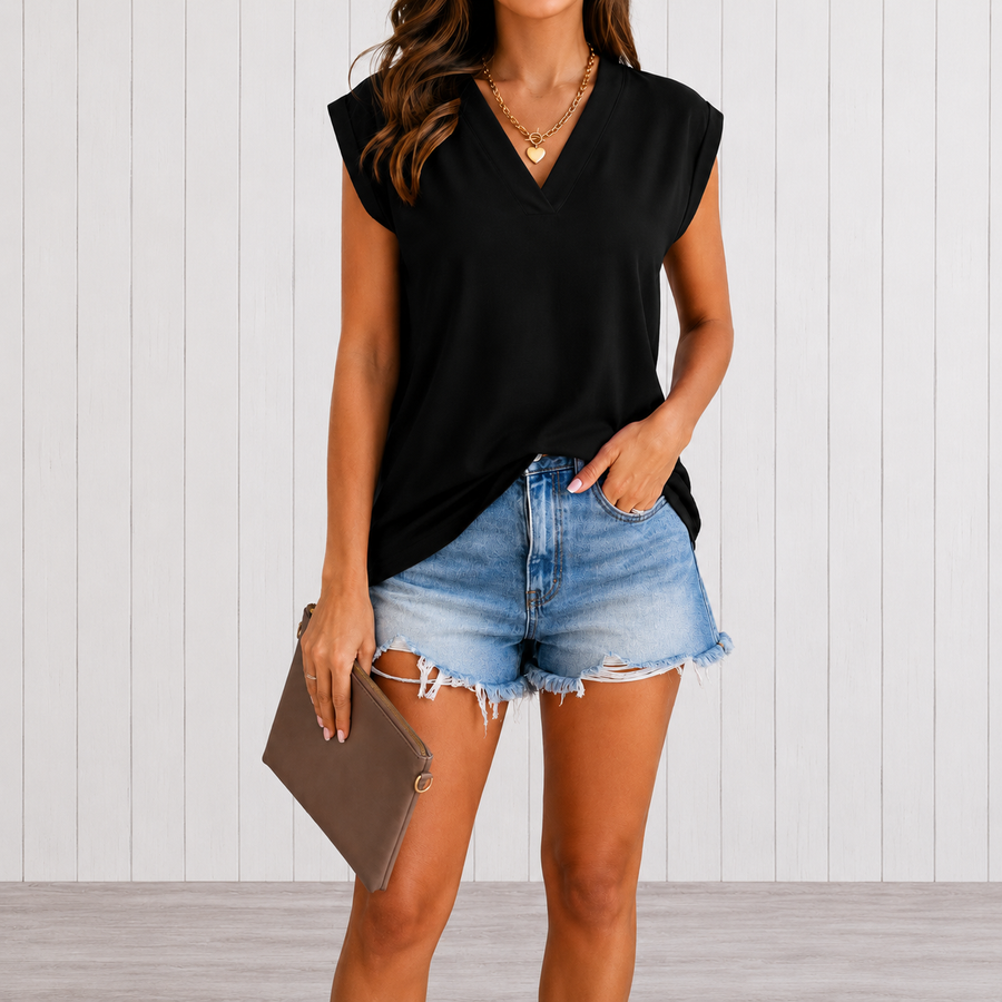 Kaede | Sleeveless V-Neck Shirt