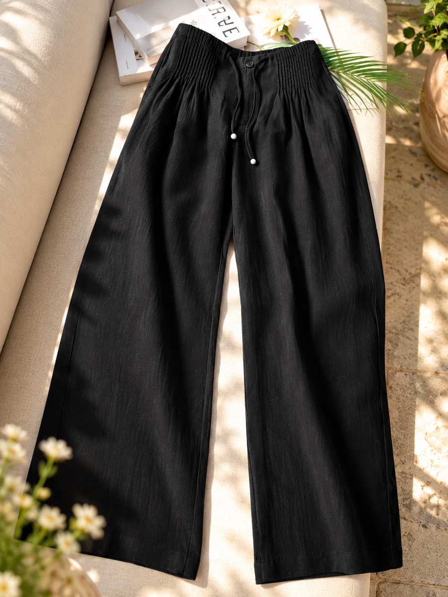 Camille | Wide-leg Pants in Cotton and Linen Blend