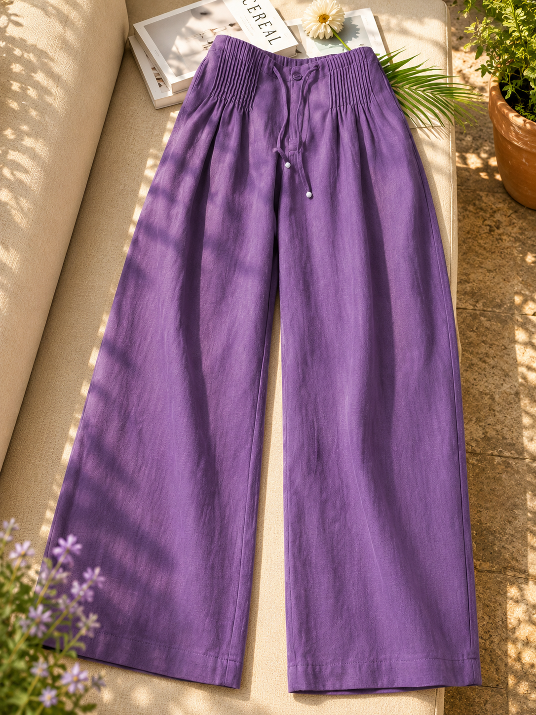 Camille | Wide-leg Pants in Cotton and Linen Blend