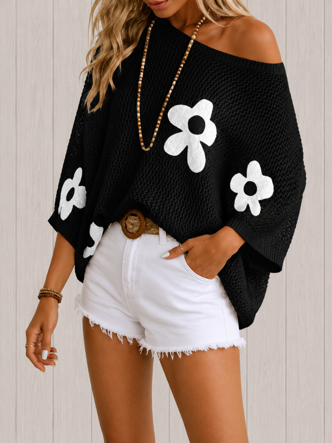 Seraphina™ – Floral Crochet Knit Swimsuit Cover Up