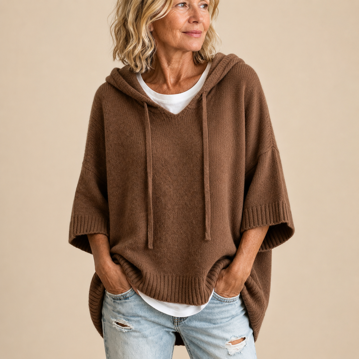 Eloise | Hooded Knit Poncho
