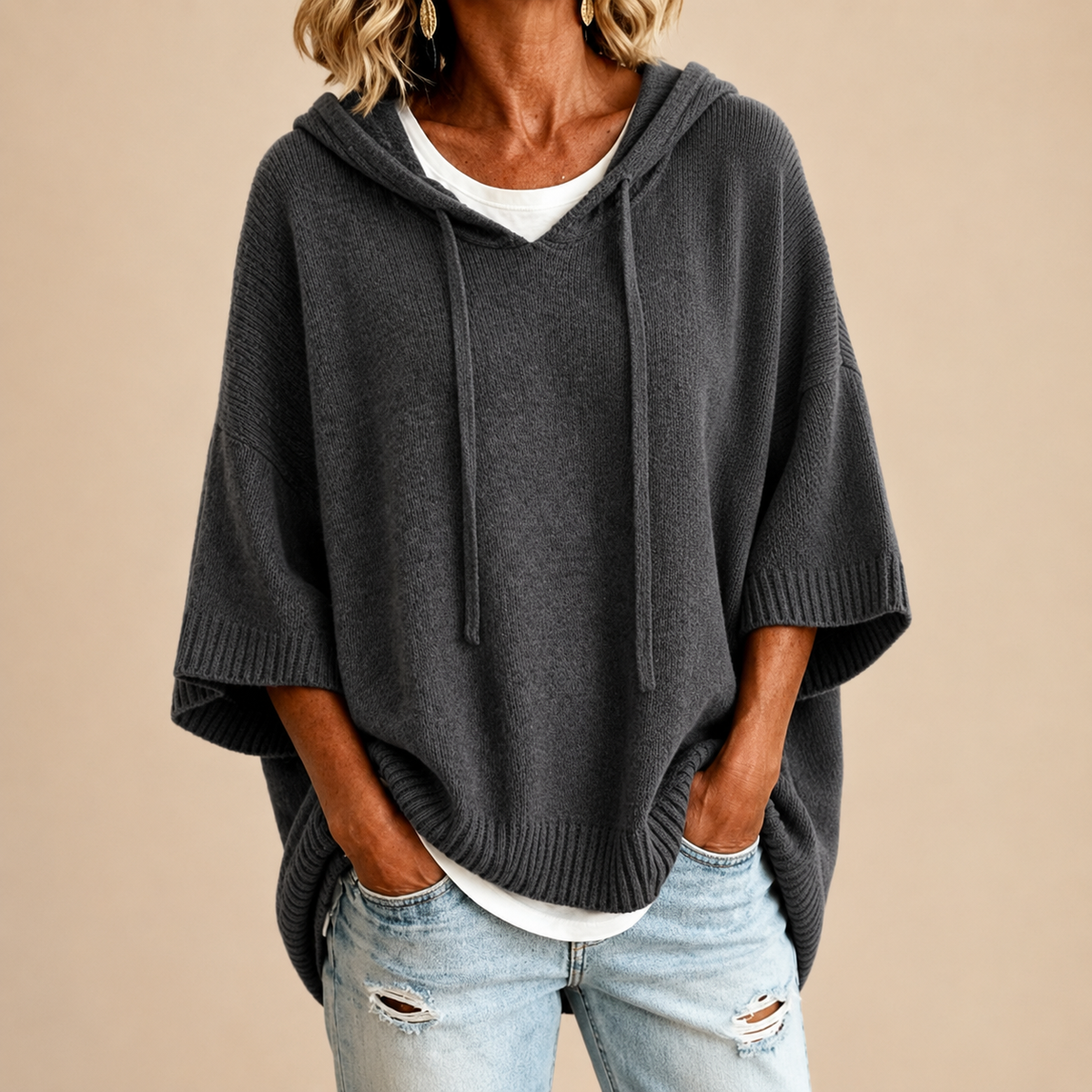 Eloise | Hooded Knit Poncho