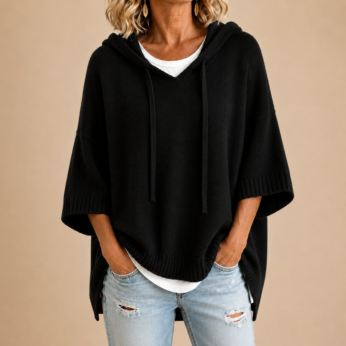Eloise | Hooded Knit Poncho