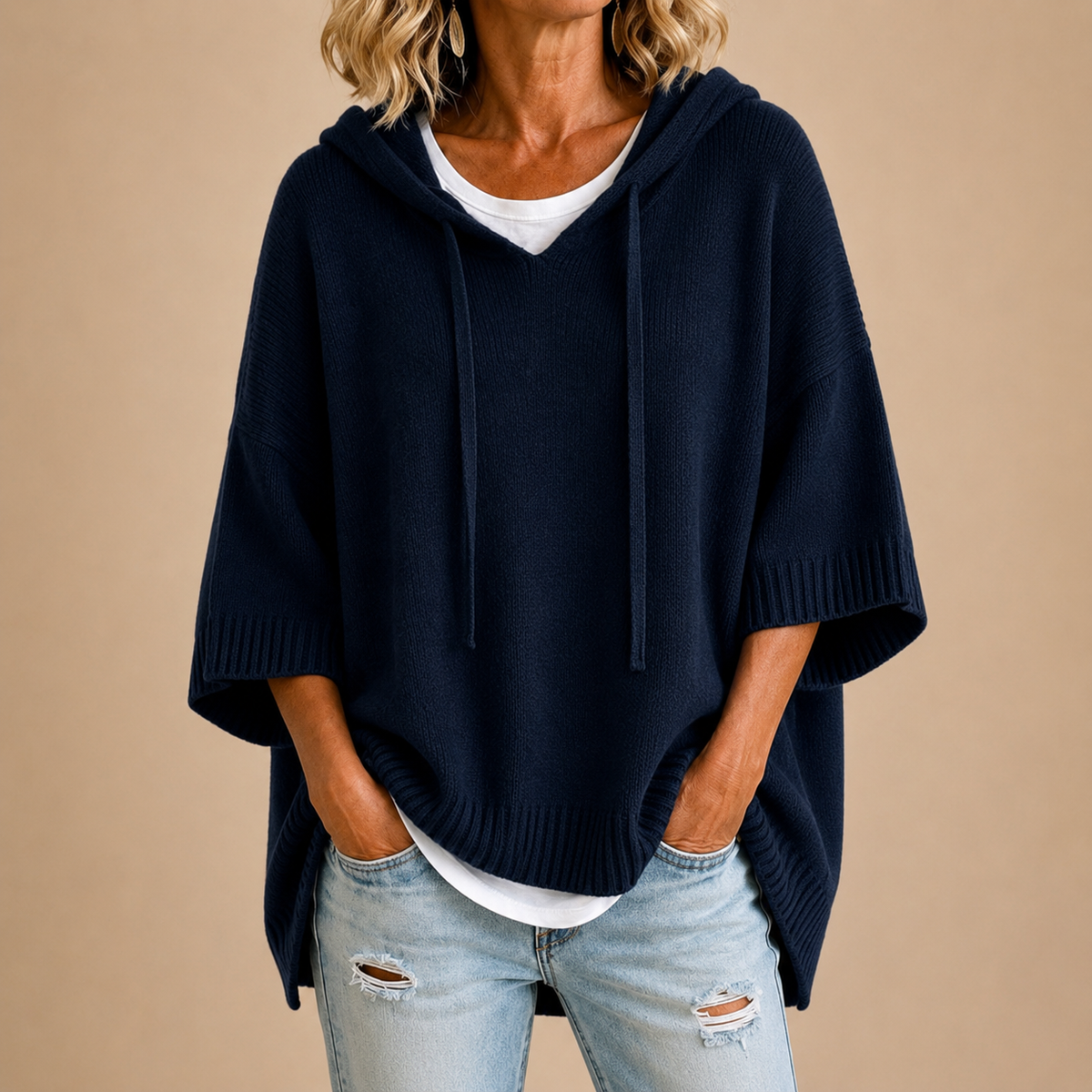 Eloise | Hooded Knit Poncho